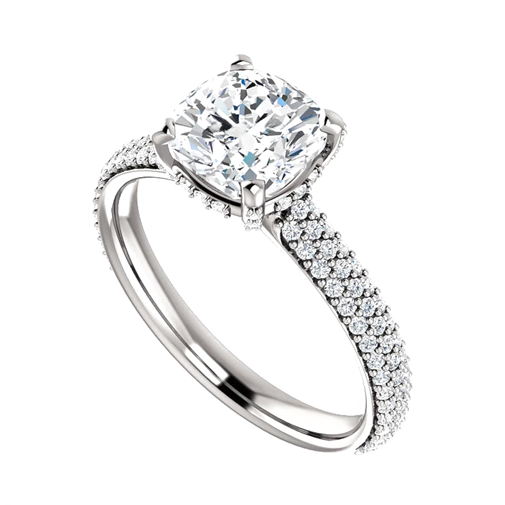 9.5 Ct. Ladies Cushion Lab Grown Diamond Anniversary Ring 14K White Gold