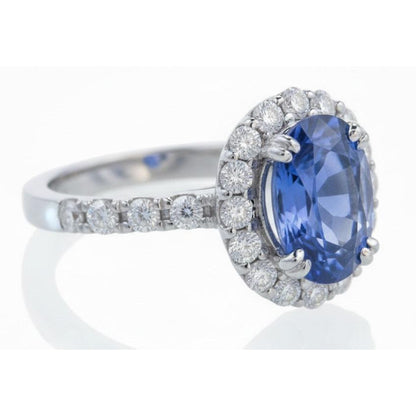 9.75 Ct Ceylon Sapphire And Natural Earth Mined Diamonds Anniversary Ring