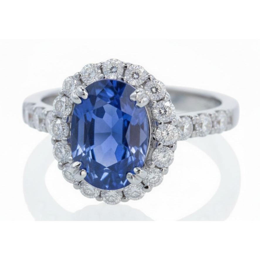 9.75 Ct Ceylon Sapphire And Natural Earth Mined Diamonds Anniversary Ring