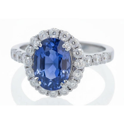 9.75 Ct Ceylon Sapphire And Natural Earth Mined Diamonds Anniversary Ring