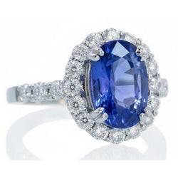 9.75 Ct Ceylon Sapphire And Natural Earth Mined Diamonds Anniversary Ring