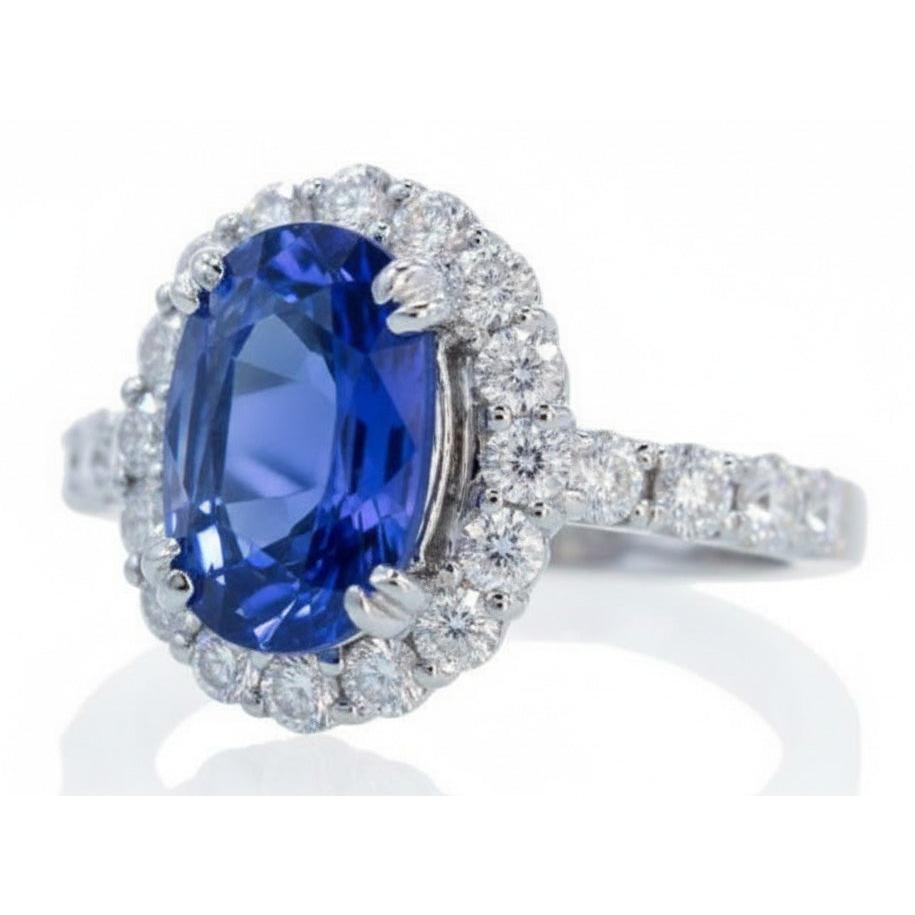 9.75 Ct Ceylon Sapphire And Natural Earth Mined Diamonds Anniversary Ring