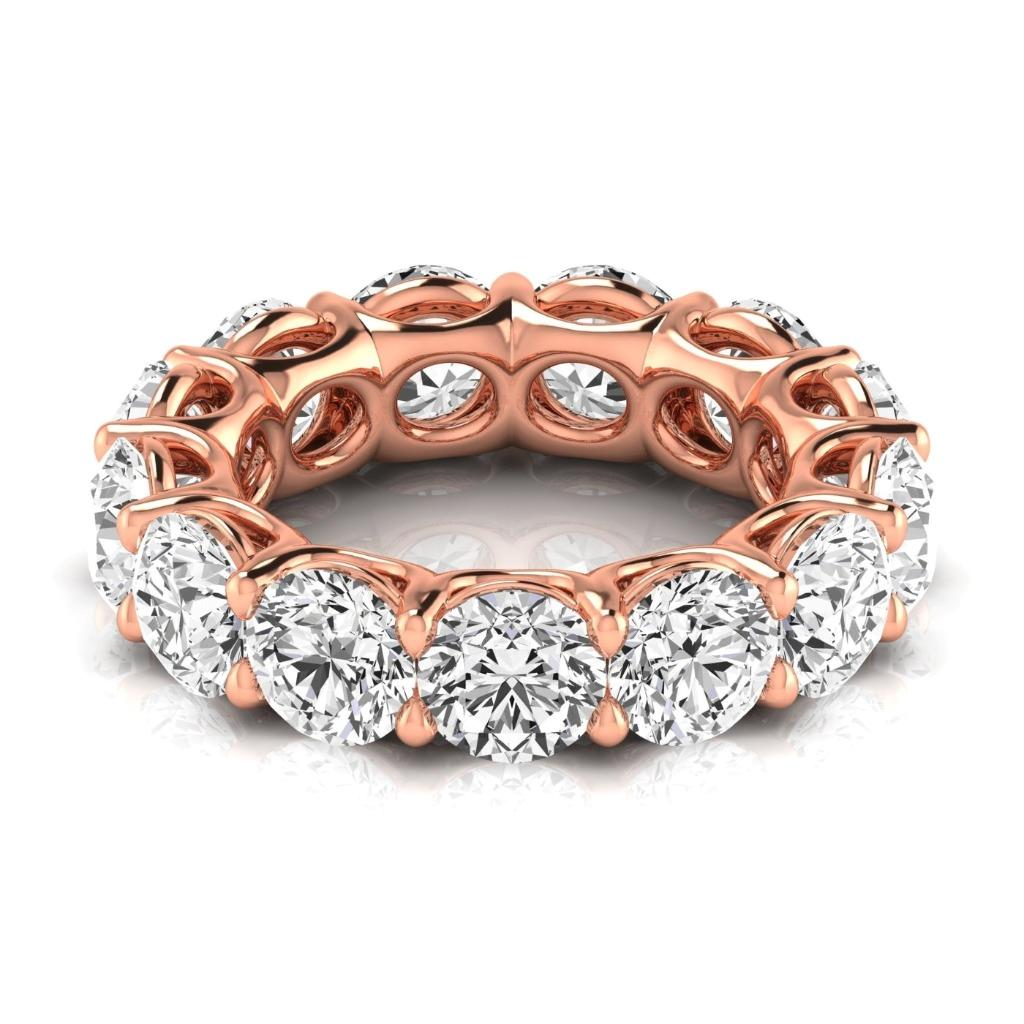 9.75 Carats Round Diamond Band Elegant Rose Gold Eternity Lab Grown Ring