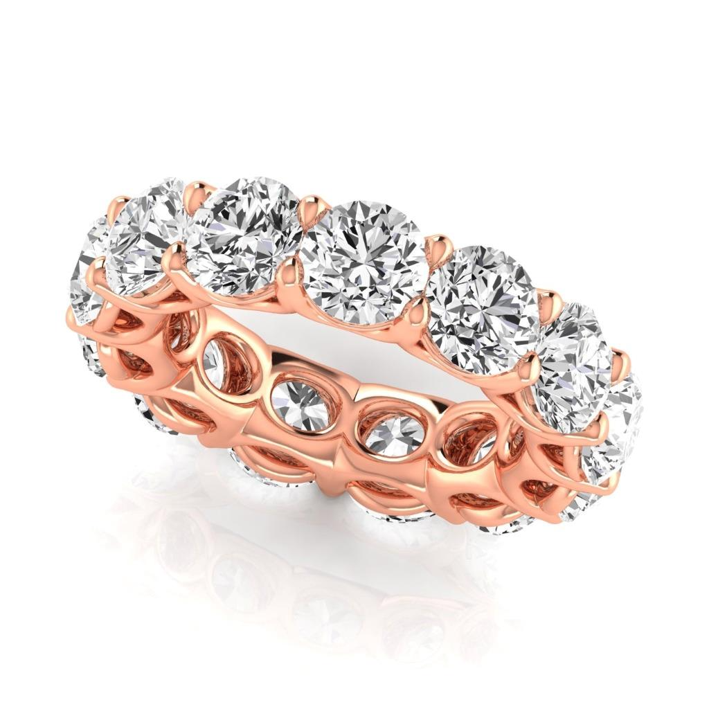 9.75 Carats Round Diamond Band Elegant Rose Gold Eternity Lab Grown Ring