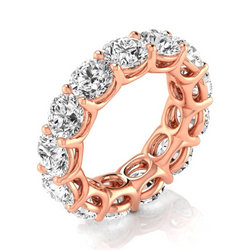 9.75 Carats Round Diamond Band Elegant Rose Gold Eternity Lab Grown Ring