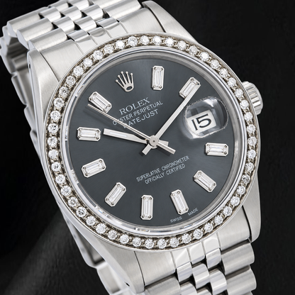 Rolex Datejust 16014 36mm Gray Diamond Dial Stainless Steel Watch