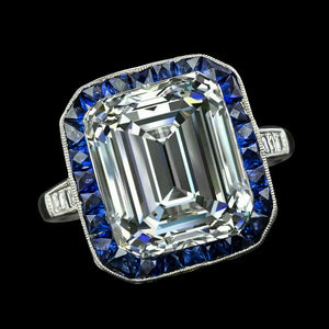 9 Carat Emerald Diamond Sapphire Ring