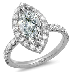 9 Carat Halo Marquise Earth Mined Diamond Wedding Ring