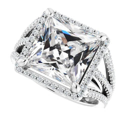 9 Carat Princess Diamond Split Shank Ring