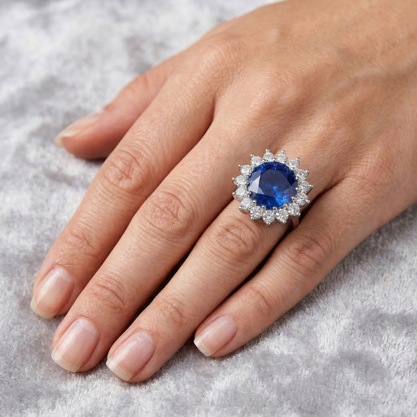 9 Carat Sapphire And IGI CERTIFIED Diamond Engagement Ring
