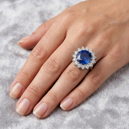 9 Carat Sapphire And IGI CERTIFIED Diamond Engagement Ring