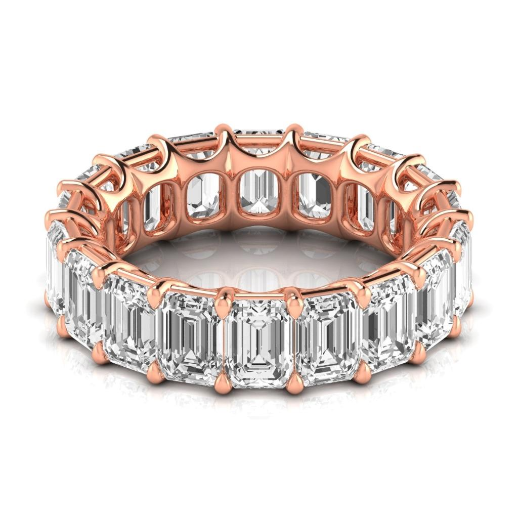 9 Carat Diamond Emerald Cut Lab Grown Wedding Eternity Band 14K