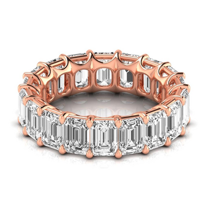 9 Carat Diamond Emerald Cut Lab Grown Wedding Eternity Band 14K