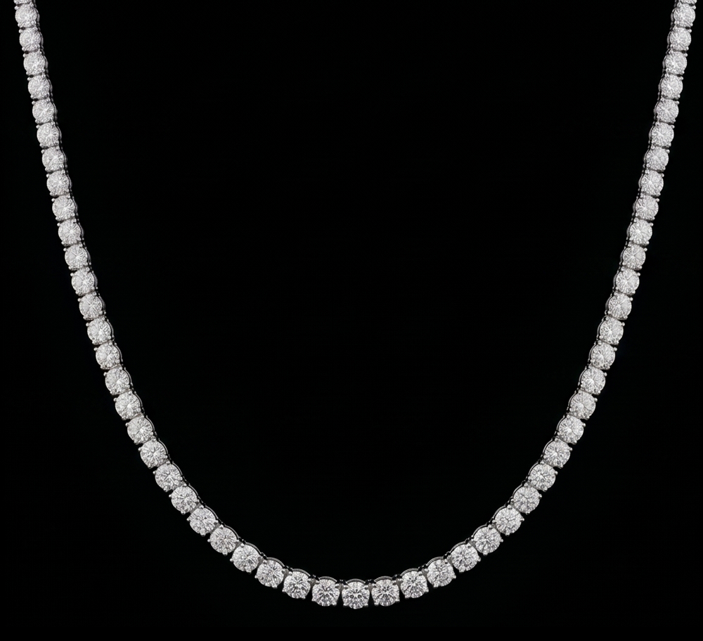 9 Carat Lab Grown Diamonds Tennis Necklace 14K White Gold 18 Inch Chain