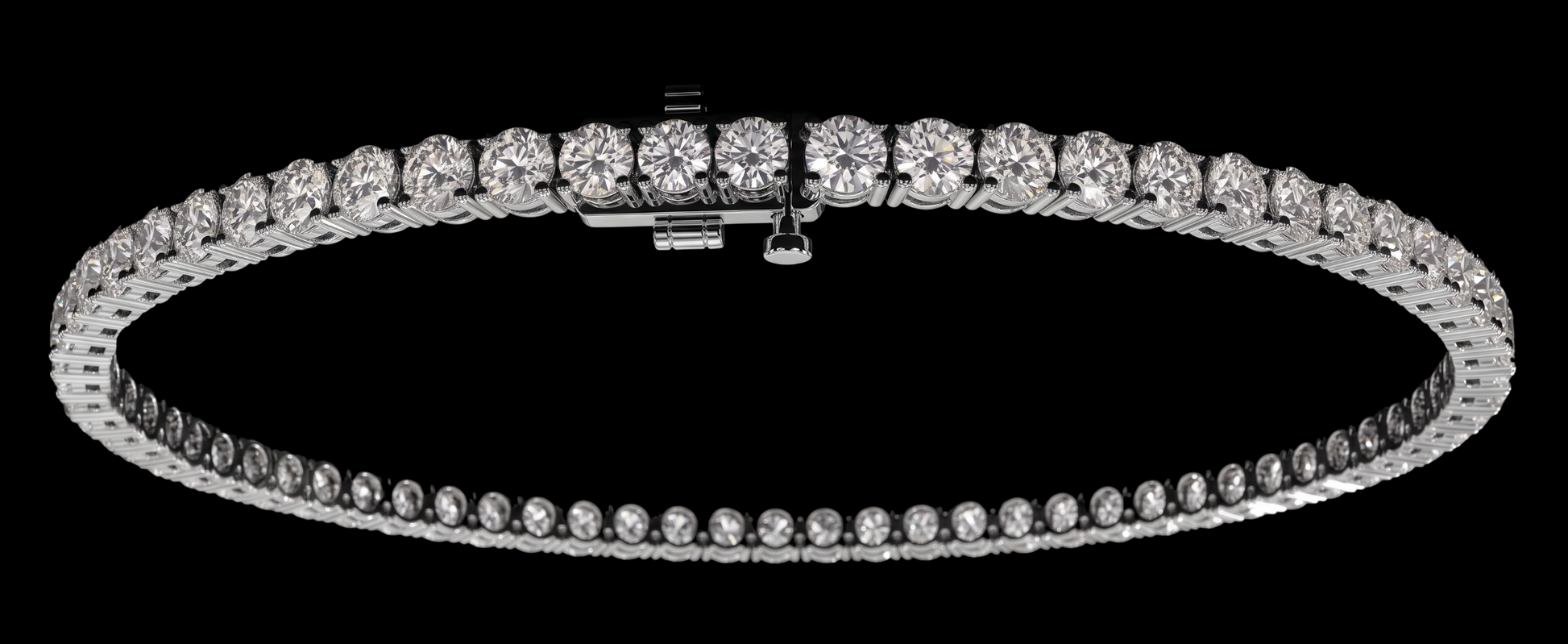 9 Carat Lab Grown Diamonds Tennis Necklace 14K White Gold 18 Inch Chain