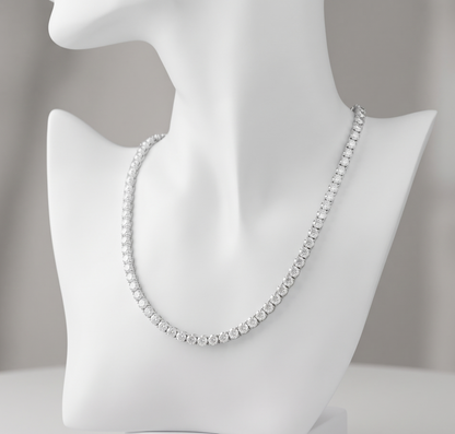 9 Carat Lab Grown Diamonds Tennis Necklace 14K White Gold 18 Inch Chain