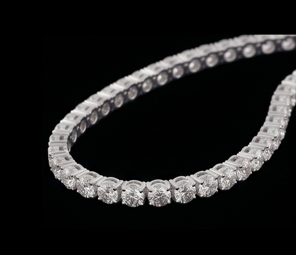 9 Carat Lab Grown Diamonds Tennis Necklace 14K White Gold 18 Inch Chain