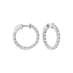 9 Carat Round Natural Earth Mined Diamond Small Hoop Earrings