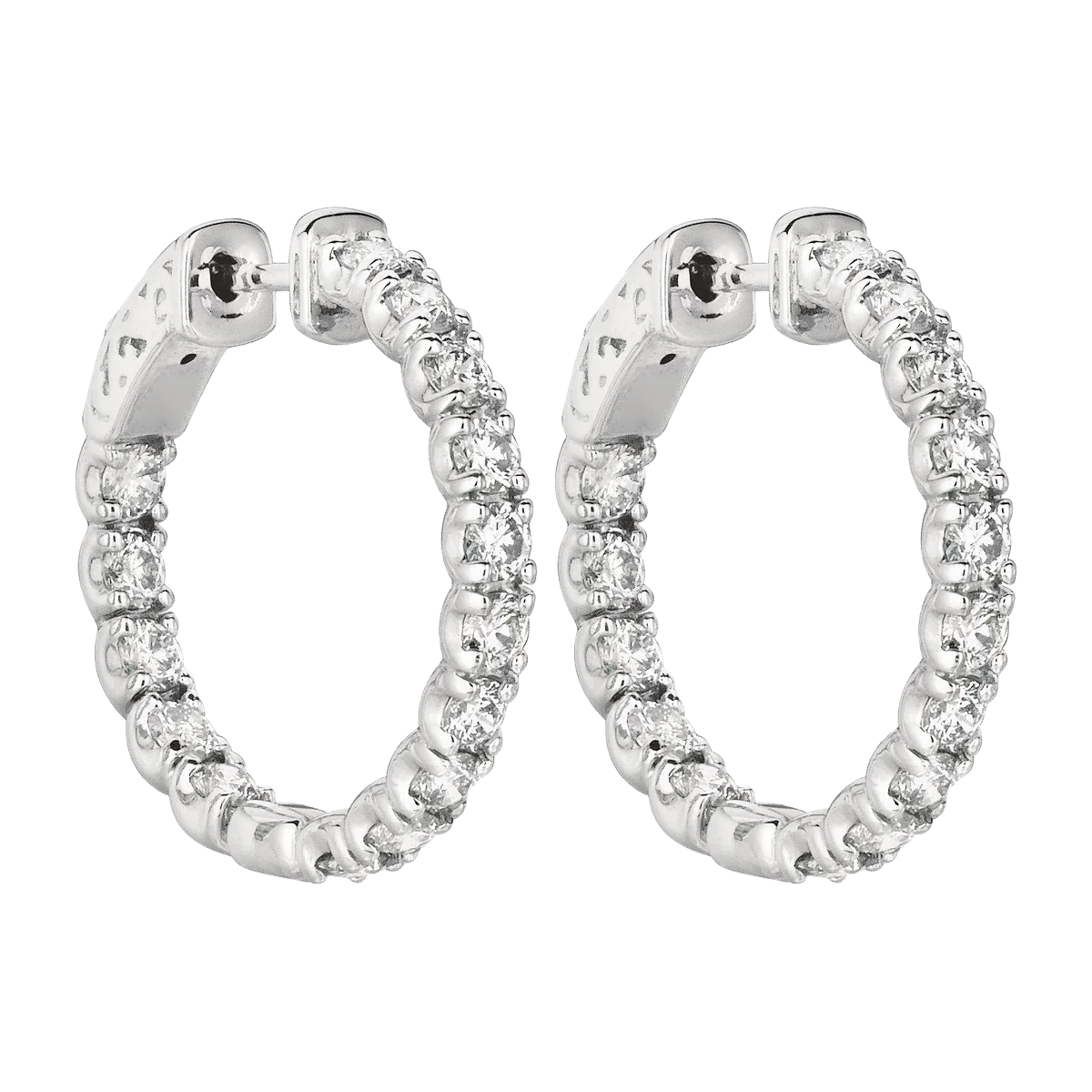 9 Carat Round Natural Earth Mined Diamond Small Hoop Earrings