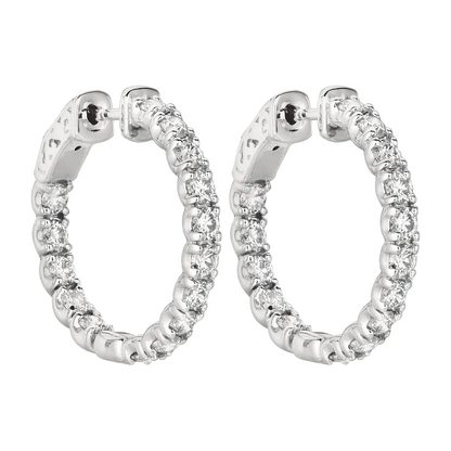 9 Carat Round Natural Earth Mined Diamond Small Hoop Earrings