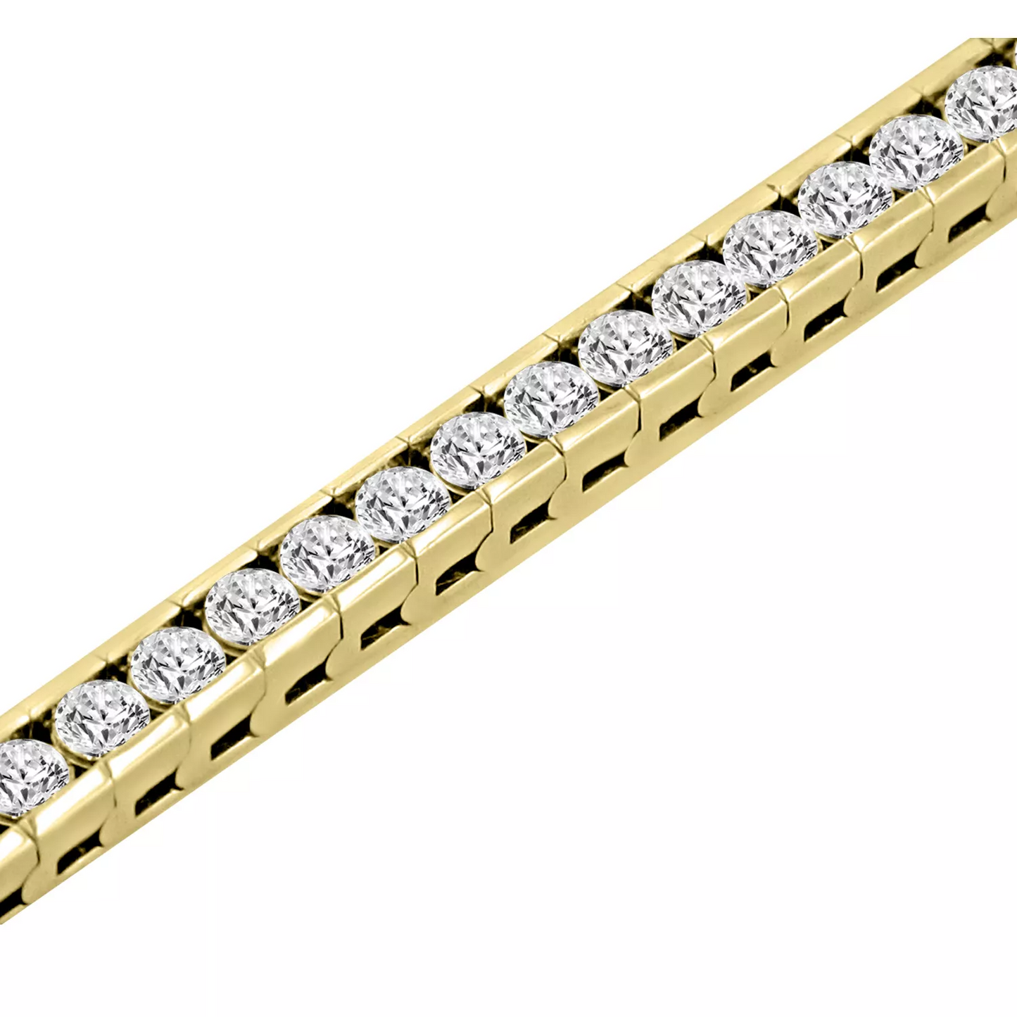 9 Carats Round Lab Grown Diamonds Channel Set Tennis Bracelet Yellow Gold