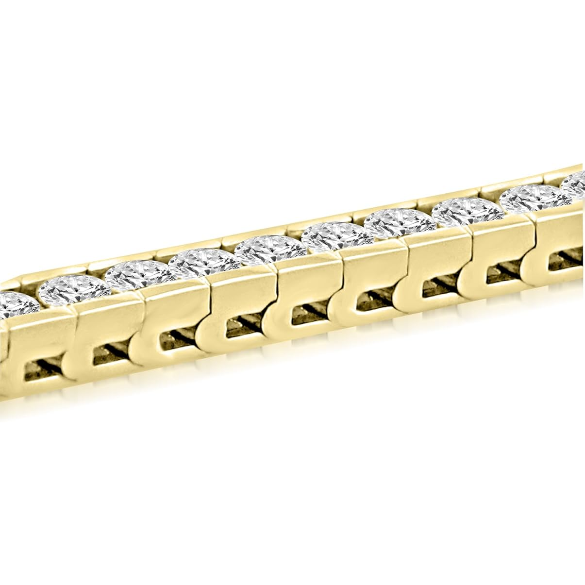 9 Carats Round Lab Grown Diamonds Channel Set Tennis Bracelet Yellow Gold