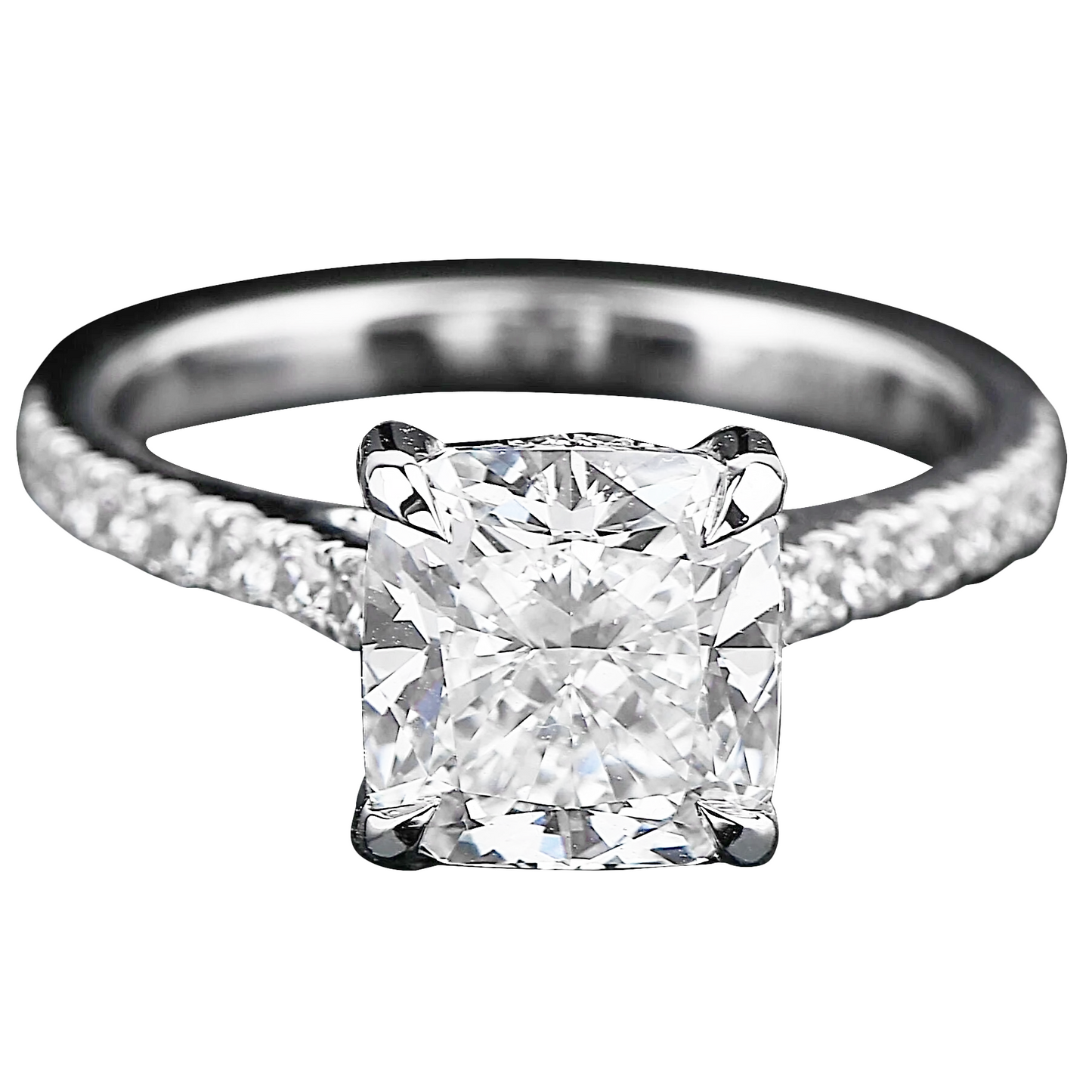 9 Carats Solitaire Cushion Lab Grown Big Diamond Wedding Ring With Accents
