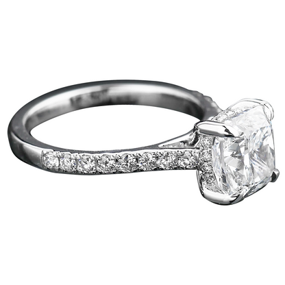 9 Carats Solitaire Cushion Lab Grown Big Diamond Wedding Ring With Accents