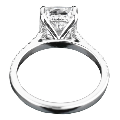 9 Carats Solitaire Cushion Lab Grown Big Diamond Wedding Ring With Accents
