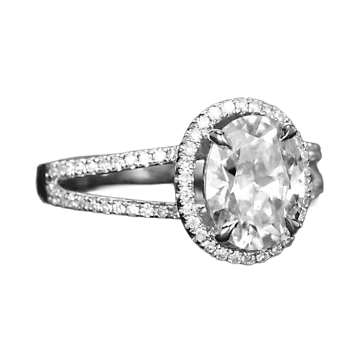 9 Ct. Oval 2 Row Lab Grown Big Diamond Royal Engagement Ring