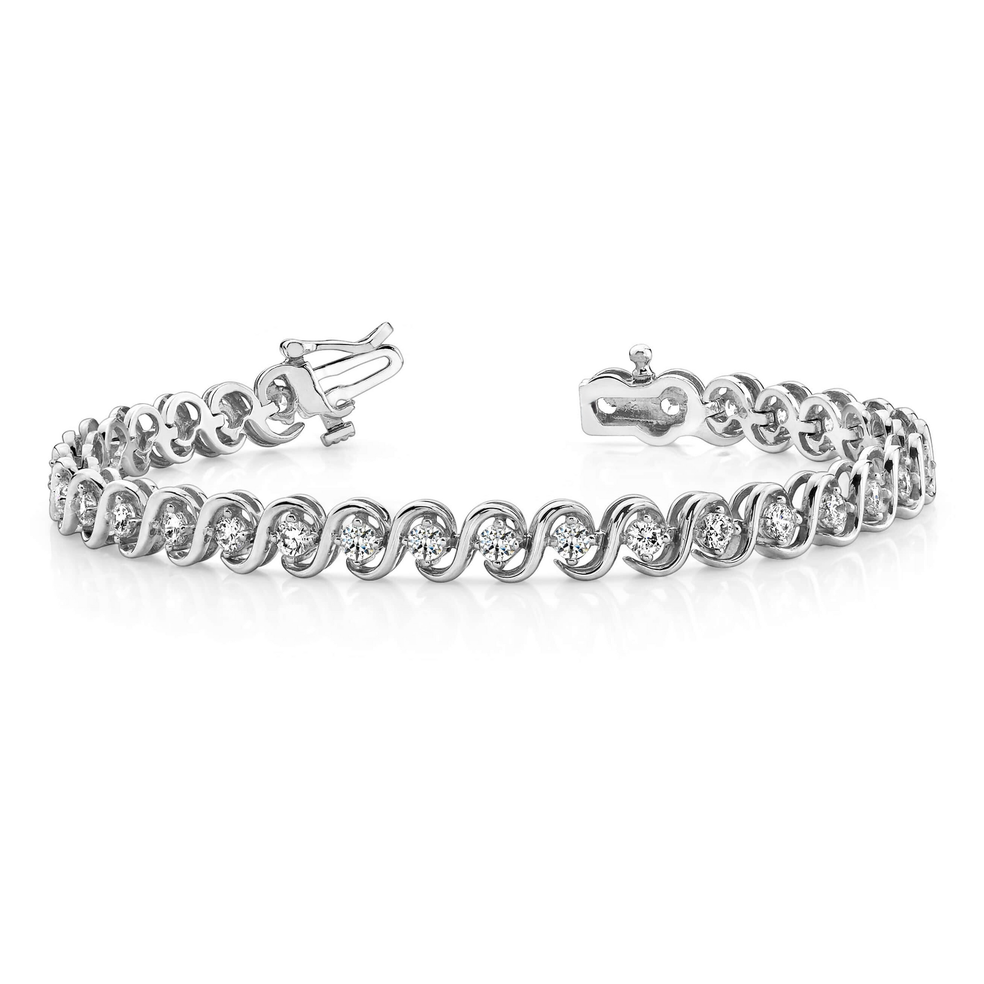 9 Ct. Prong Set Round Lab Grown Diamond S Style Tennis Women Bracelet Gold 14K