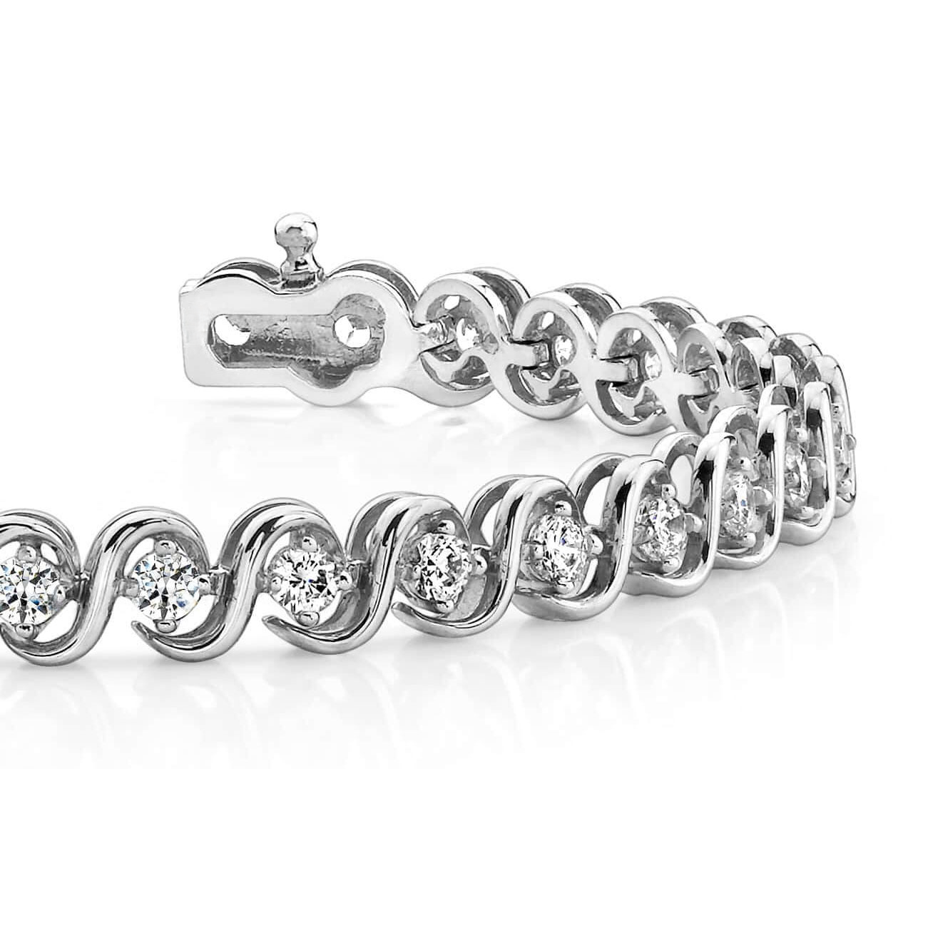 9 Ct. Prong Set Round Lab Grown Diamond S Style Tennis Women Bracelet Gold 14K