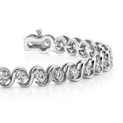 9 Ct. Prong Set Round Lab Grown Diamond S Style Tennis Women Bracelet Gold 14K