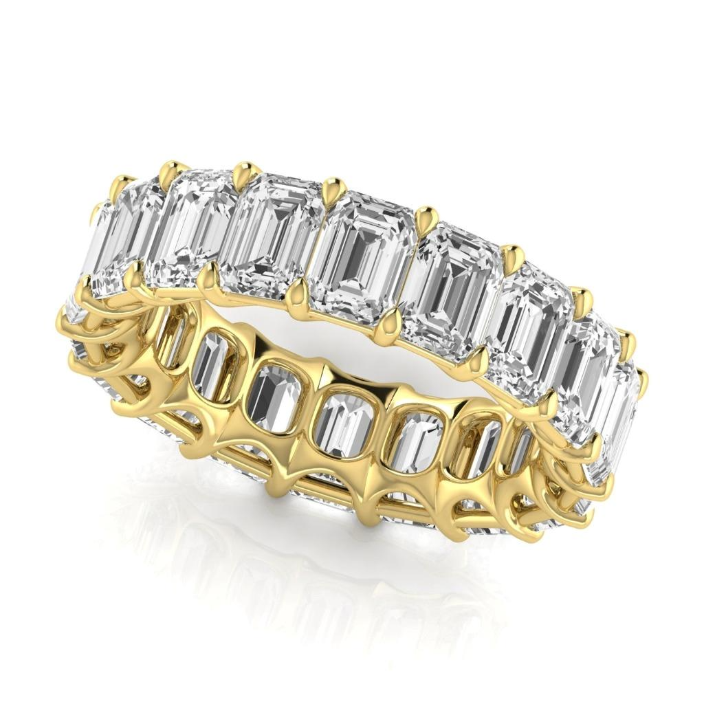 9 Ct Lab Grown Emerald Diamond Band Yellow Gold Anniversary Eternity 14K