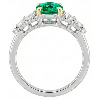 Natural Real ( Not Lab Grown ) AAA Green Emerald GIA Ring Oval Cut Women Diamond Jewelry
