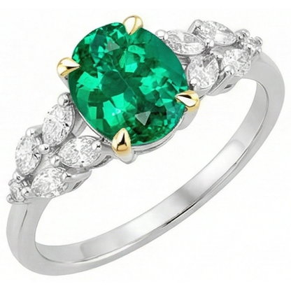 Natural Real ( Not Lab Grown ) AAA Green Emerald GIA Ring Oval Cut Women Diamond Jewelry