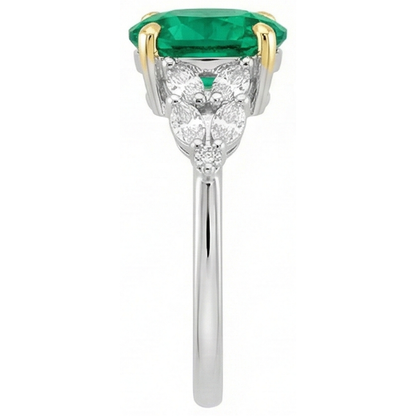 Natural Real ( Not Lab Grown ) AAA Green Emerald GIA Ring Oval Cut Women Diamond Jewelry