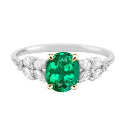 AAA Green Emerald Ring Oval Cut Women Diamond Jewelry