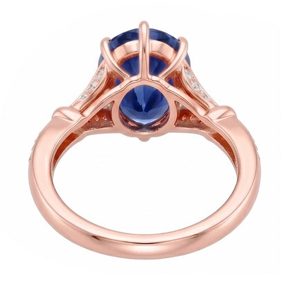 Accented Engagement Ring Pear Ceylon Sapphire & Natural Earth Mined Diamonds 4.50 Carats
