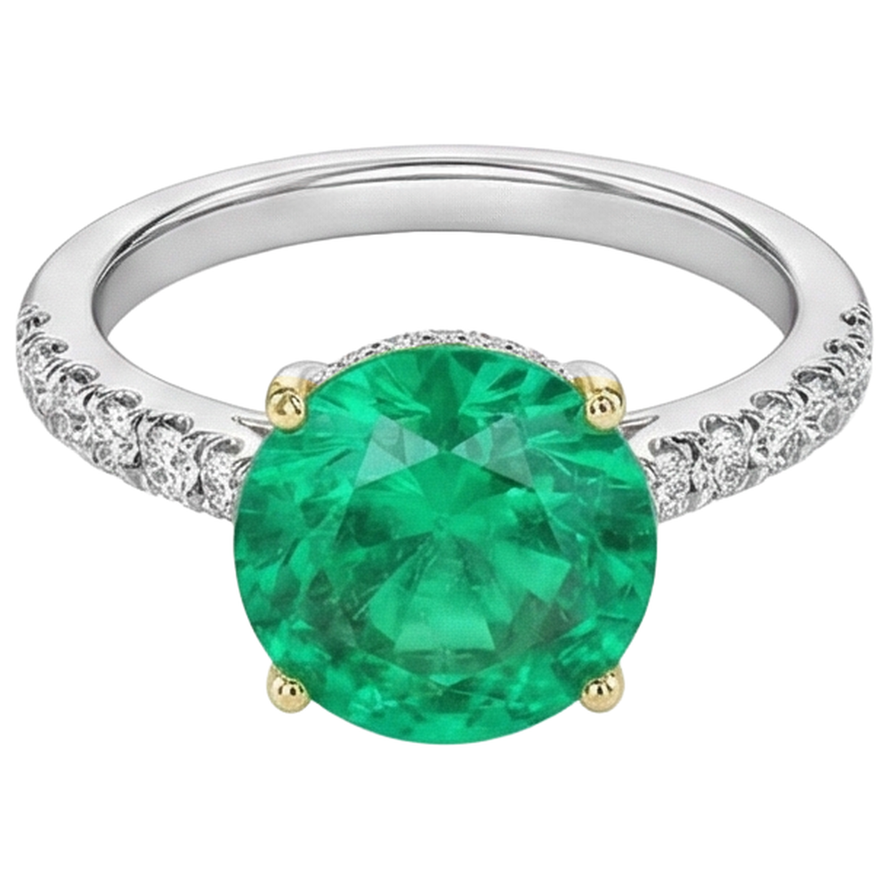 Natural Real ( Not Lab Grown ) Affordable Green Emerald GIA Rings For Women Wedding Jewelry