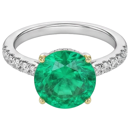 Natural Real ( Not Lab Grown ) Affordable Green Emerald GIA Rings For Women Wedding Jewelry