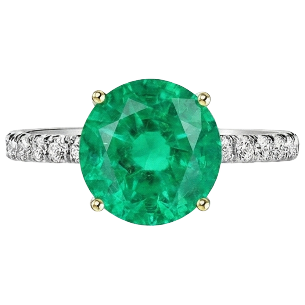 Natural Real ( Not Lab Grown ) Affordable Green Emerald GIA Rings For Women Wedding Jewelry