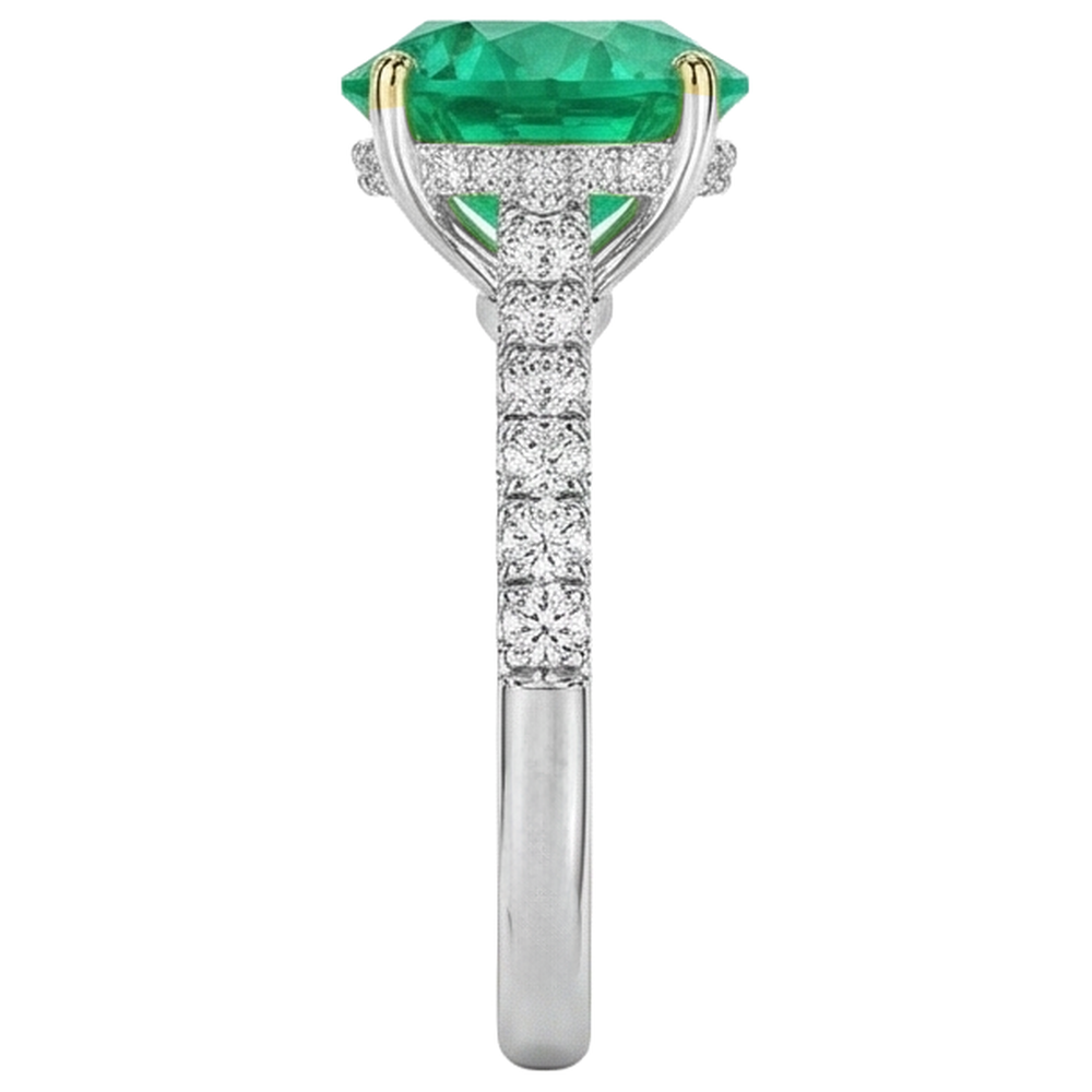Natural Real ( Not Lab Grown ) Affordable Green Emerald GIA Rings For Women Wedding Jewelry