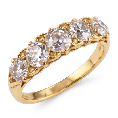 Anniversary Band Round Old Miner Genuine Natural Earth Mined Diamond 5 Stone Jewelry 5 Carats
