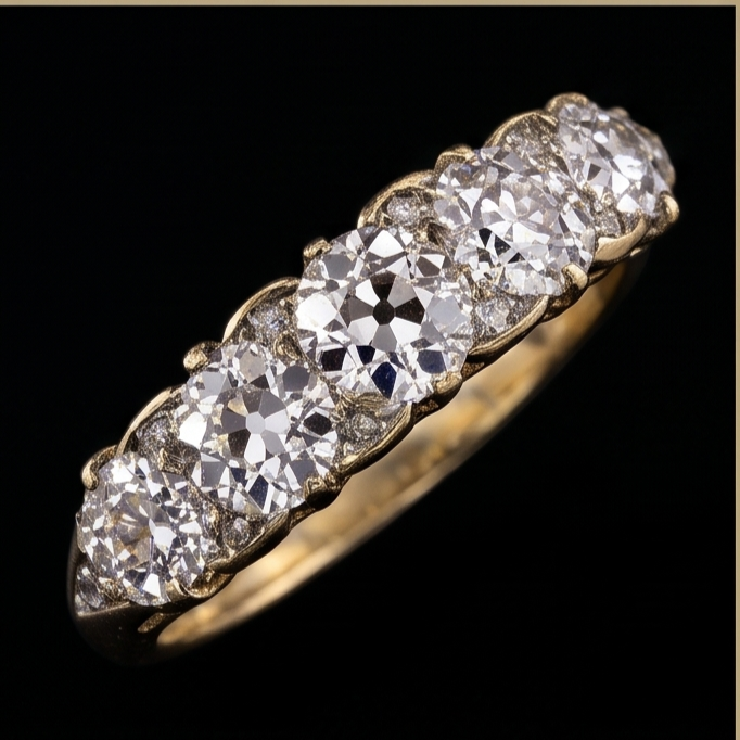 Anniversary Band Round Old Miner Genuine Natural Earth Mined Diamond 5 Stone Jewelry 5 Carats