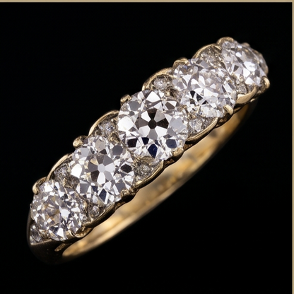 Anniversary Band Round Old Miner Genuine Natural Earth Mined Diamond 5 Stone Jewelry 5 Carats