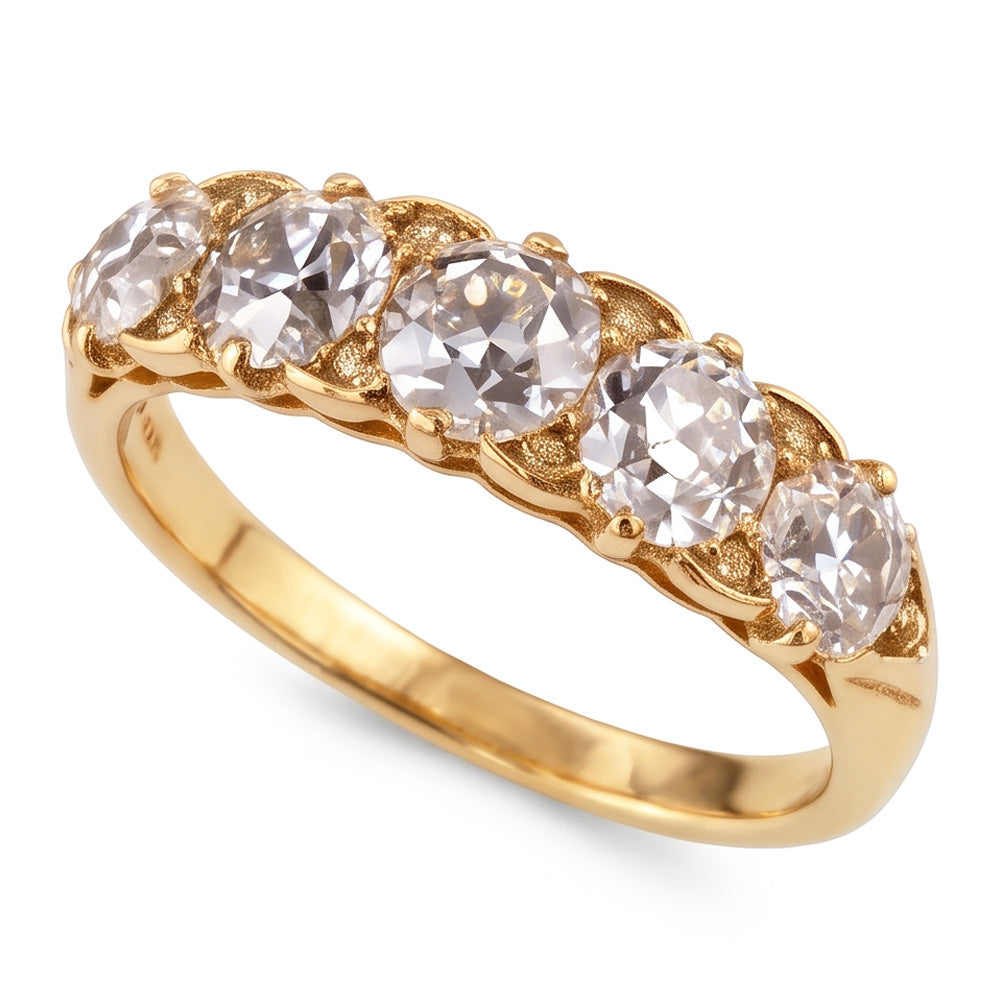 Anniversary Band Round Old Miner Genuine Natural Earth Mined Diamond 5 Stone Jewelry 5 Carats