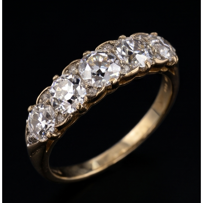 Anniversary Band Round Old Miner Genuine Natural Earth Mined Diamond 5 Stone Jewelry 5 Carats