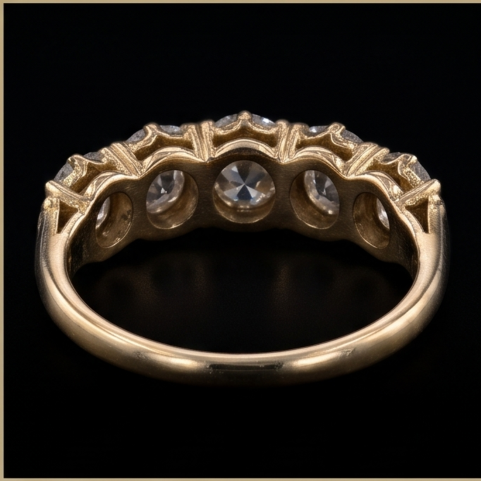 Anniversary Band Round Old Miner Genuine Natural Earth Mined Diamond 5 Stone Jewelry 5 Carats