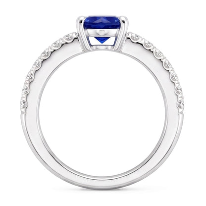 Anniversary Gemstone Ring Heart Sapphire With Natural Earth Mined Diamond Accents 2 Carats